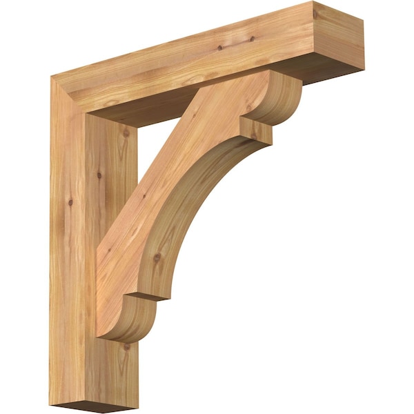 Ekena Millwork Olympic Block Smooth Bracket w/ Offset Brace, Western Red Cedar, 5 1/2"W x 24"D x 24"H BKT0604X24X24OLY05SWR - main